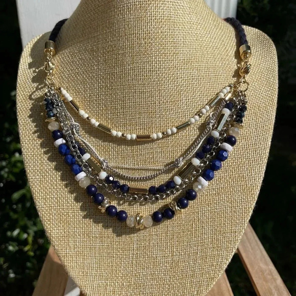 Fashion Elegant Blue MultiColor Stone Slides Necklace, NEW🌸NWT - Picture 8 of 8